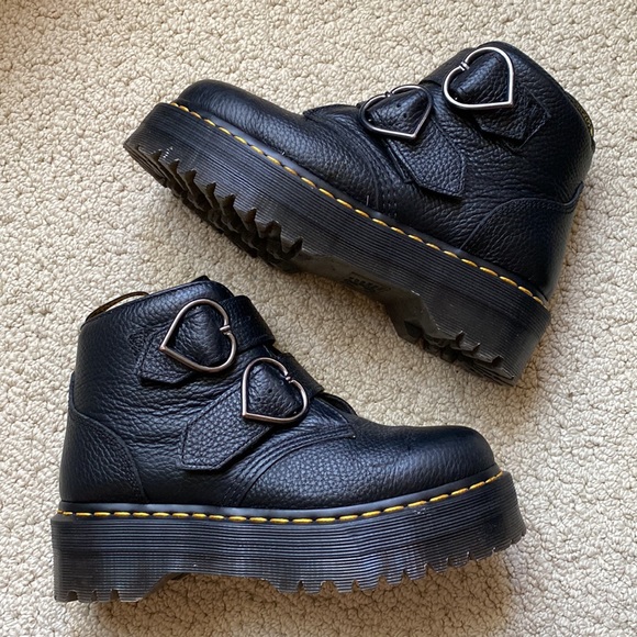 Dr. Martens Shoes - Dr. Martens Devon Heart Leather Platform Boots